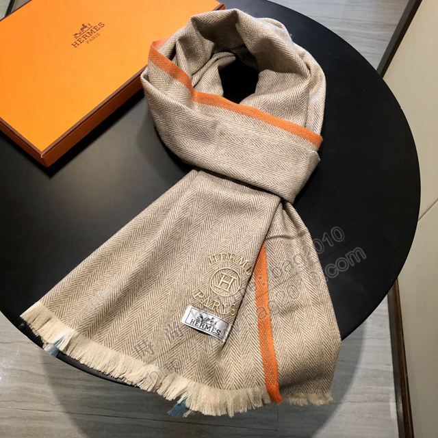HERMES圍巾 2019新品 羊絨經典條紋編織圍巾 愛馬仕爆款情侶長圍巾  llwj6658